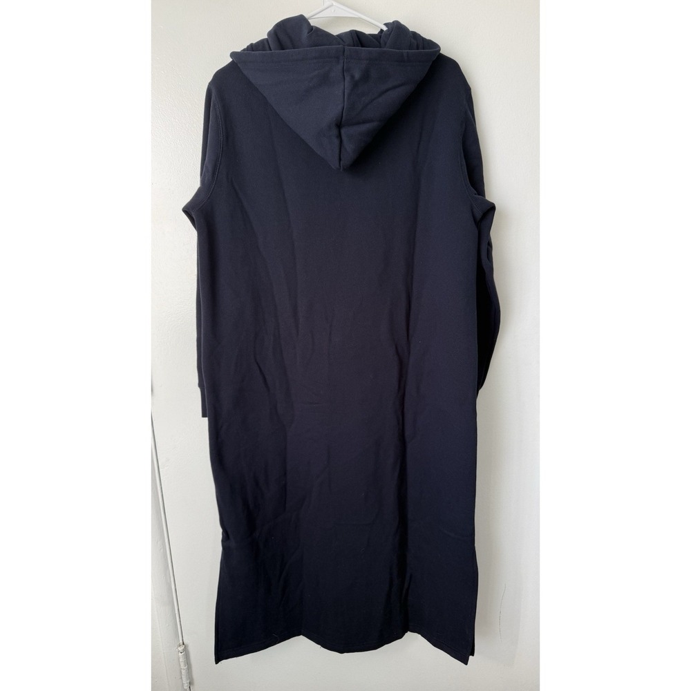 Land's End Women Medium Maxi Hoodie Dress Navy Long Hooded Sweatshirt - Picture 3 of 9